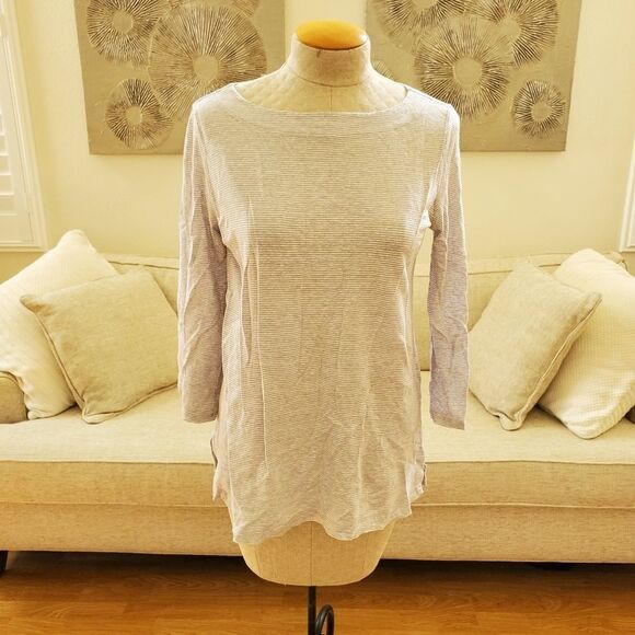 Eileen Fisher Mini-Stripe Organic Linen Tunic Sz M - Picture 2 of 10